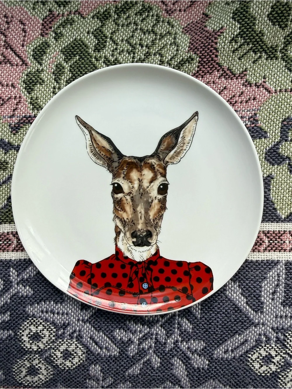 West elm Rachel Kozlowski Dapper Animal Salad Plate Deer Whimsical Bohemian